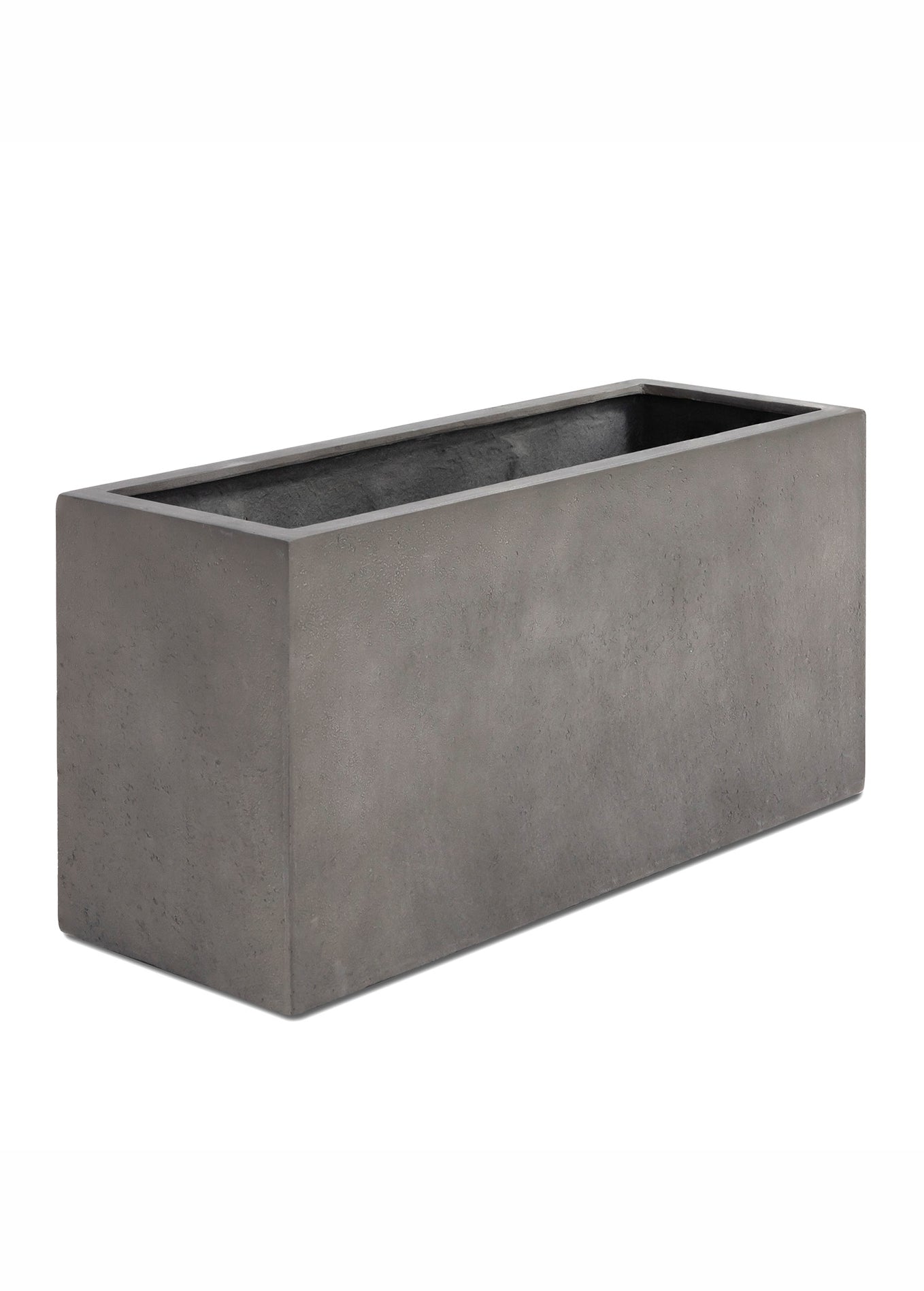 Slim rectangular garden planter in matt grey fibreglass/GRP, Height 40cm
