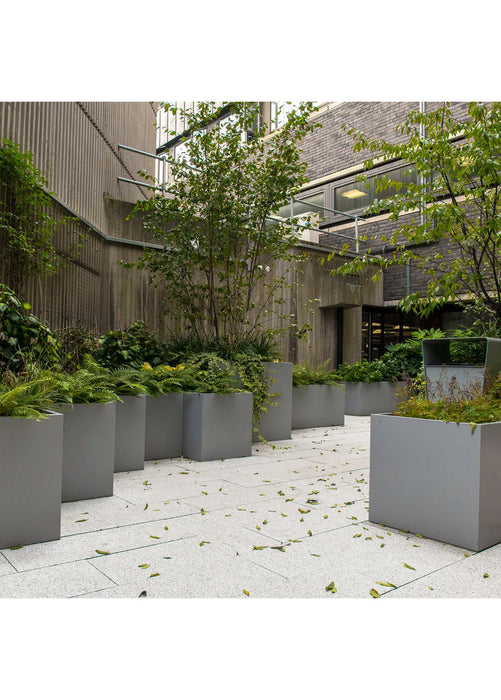 Square planters in Signal grey