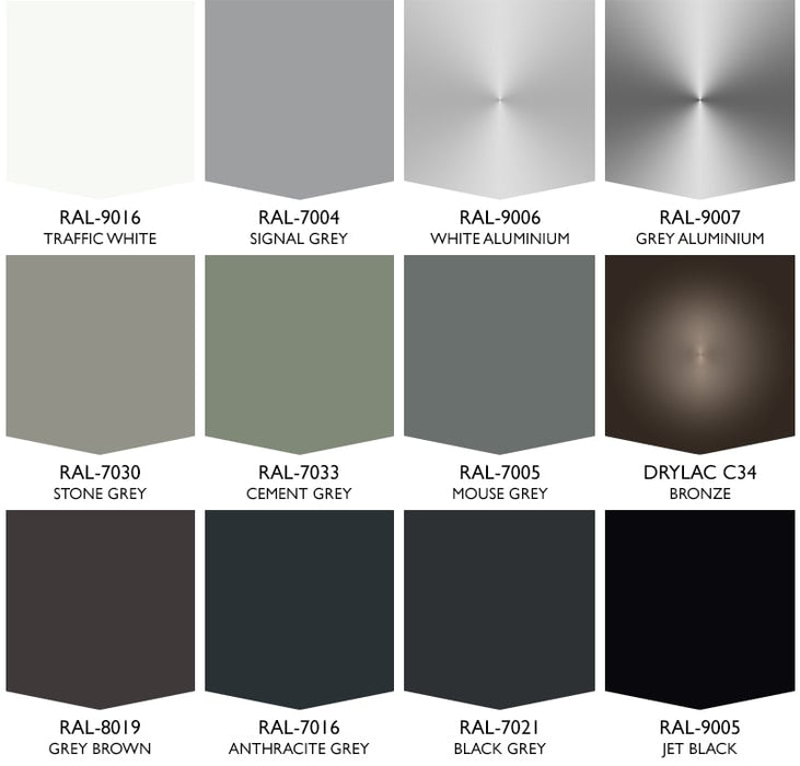 Range of standard RAL colours included in the price